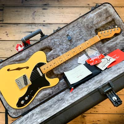 2019 Fender USA Britt Daniel Tele® Thinline Amarillo Gold & hard shell case image 18