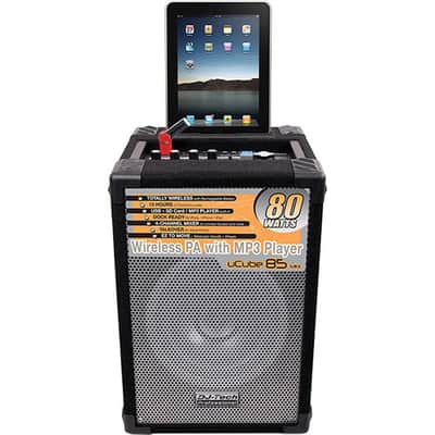 DJ Tech - UCUBE85-MKII - Portable PA System with IOS Dock 4 CH Mixer USB image 3