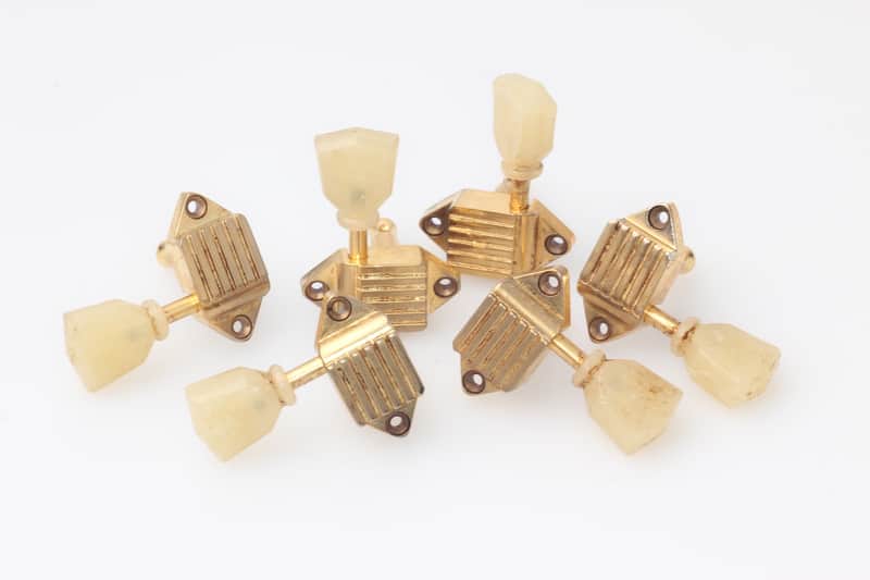 Kluson® Aged Gold Waffelback Tuner Tulip Plastic Buttons image 1