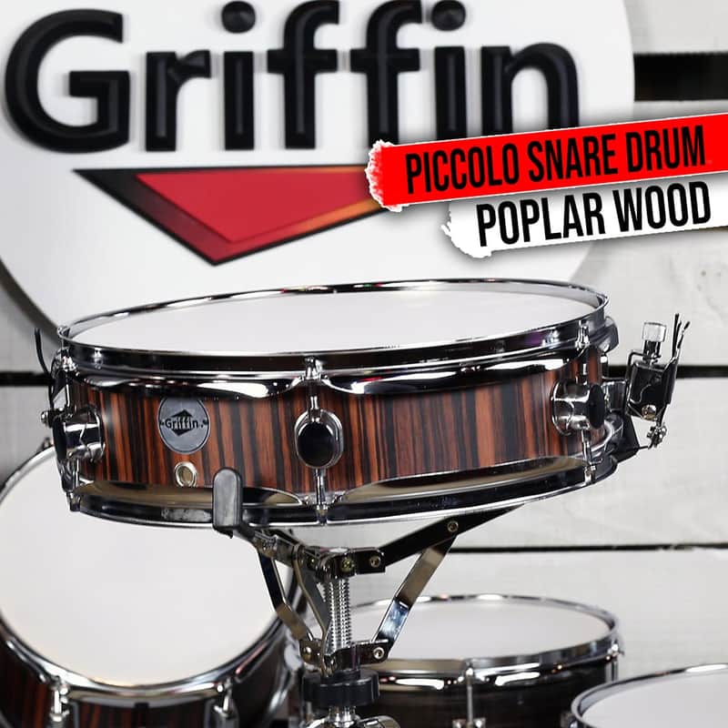 GRIFFIN Piccolo Snare Drum - 13 x 3.5 Black Hickory Poplar Wood Shell Percussion image 1