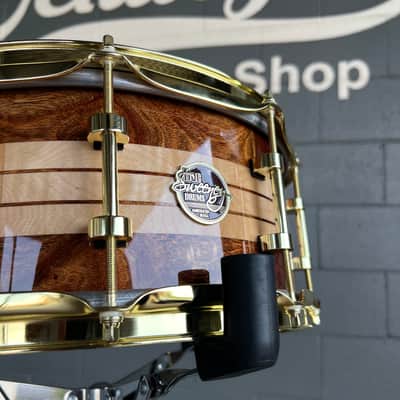 Doc Sweeney Drums "Rings" Stave Segmented Caribbean Rosewood & Curly Maple 6.5x14" Snare Drum with Brass Hardware image 3
