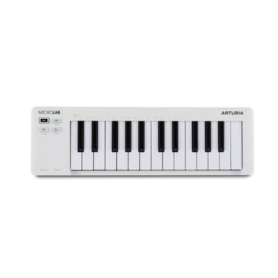Arturia MicroLab mk3 25-Key Universal MIDI Controller with USB-C Connectivity, 2 Touch Strips and Intuitive Controls (White)