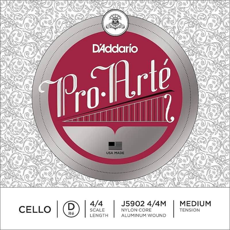 D'Addario J5902 4/4M-B10 Pro-Arté 4/4 Cello String - D Medium (10) image 1
