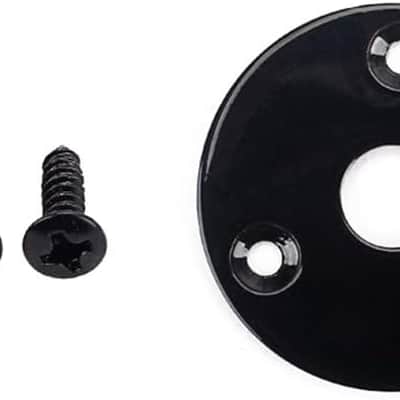 Round Guitar Jack Plate Indented 1/4 Inch Guitar Pickup Output Input Jack Socket Plate Metal Jack Plate with Screws for Electric Guitar Bass (Black) image 7