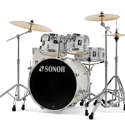 Sonor AQ1 Piano White Stage 5pc Kit 22x17.5/10x7/12x8/16x15/14x6 Birch Drum Shells +Hardware Dealer image 3