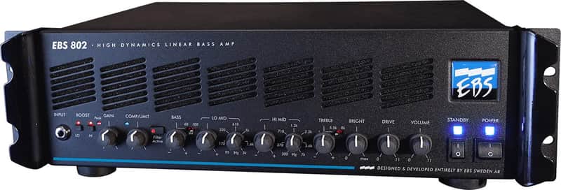EBS 802 Professional Bass Amplifier Head - 750W RMS at 2 Ohms, 100% Analog High Dynamics Linear Design, 5-Band EQ, Dual XLR Outputs, Rack Mount, Made in Sweden image 1