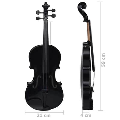 Cxxss Violin Full Set with Bow and Chin Rest Black 4/4-Black image 11