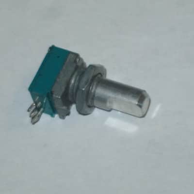 used (is fine / works fine) BOSS / ALPS potentiometer, 50 3A 03 5V, D Shaft, JAPAN, 1990s - 2010s - POT: blue, silver / NUT: gray (NO pedal, NO knob, NO other items) teal, square image 10