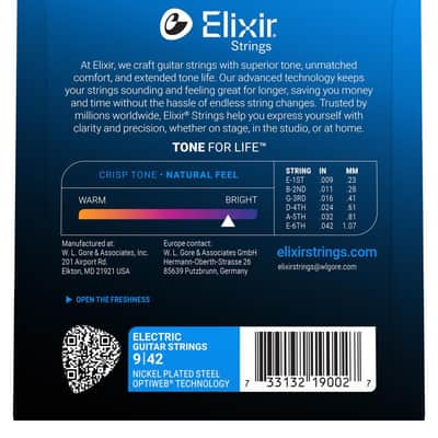 Elixir Optiweb Nickel-Plated Electric Guitar Strings | Super Light, 9-42 image 2