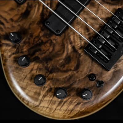 Elrick Handcarved eVolution Gold Series Bass Guitar 2019 - Figured Walnut image 8
