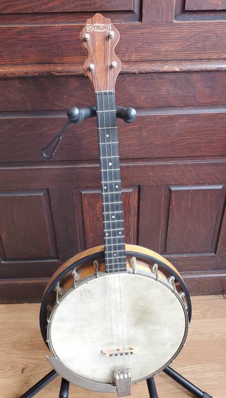 Antique 1930s Sterling Tenor Banjo ~ New Tailpiece and Bridge ~ With NOCC ~*SALE*~ See Video! image 1