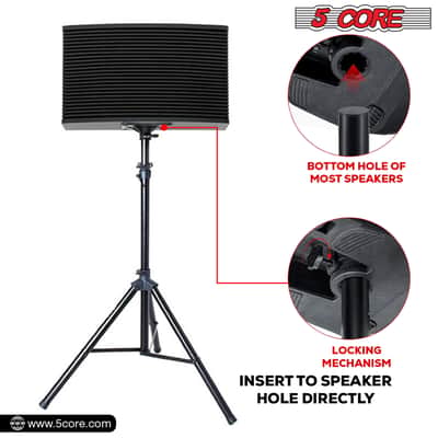 5 Core Speaker Stand Height Adjustable PA DJ Tripod Studio Monitor Stands w 35mm Compatible Insert image 3