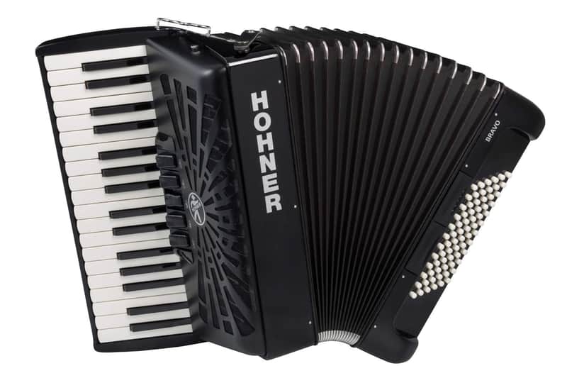 Hohner Bravo III 72 Chromatic Piano Key Accordion - Jet Black image 1