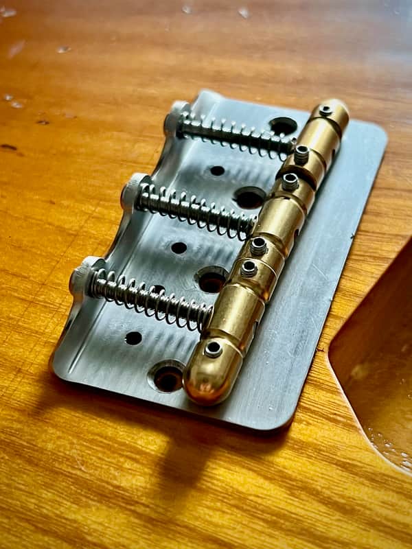 Waterslide Guitars Chopped Tele Hardtail Bridge Stainless Steel, Compensated Brass Saddles For Bigsby Telecaster, Half image 1