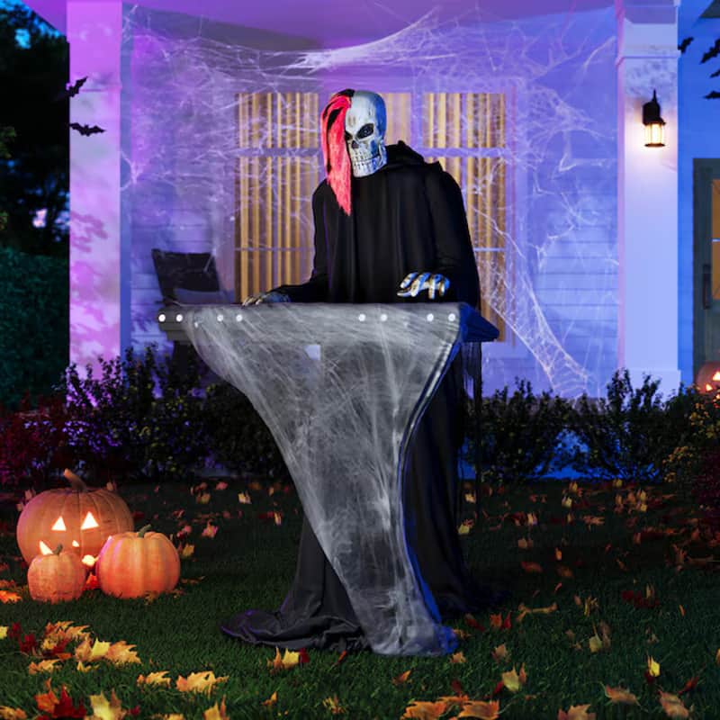 6-Foot Skeleton Reaper Keyboard Player – Life-Size Halloween Animatronic Musician with Bluetooth & Motion Activation image 1