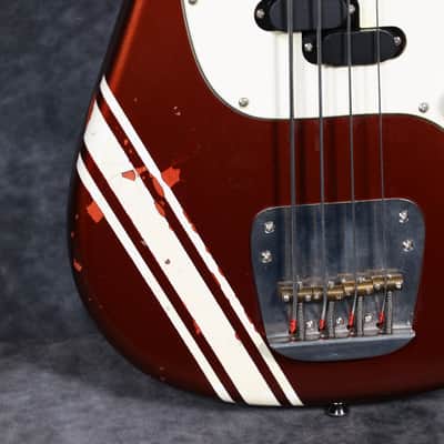 Olinto By La Bella 4-String Short Scale Bass - Candy Apple Red Relic w/Matching headstock image 14