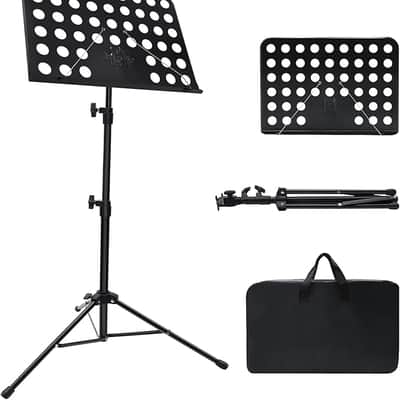 Sheet Music Stand, Adjustable Music Stand with Carrying Bag, Professional Music Book Holder Music Sheet Clip Holder for Guitar, Ukulele, Violin Players(1 Pack) image 1