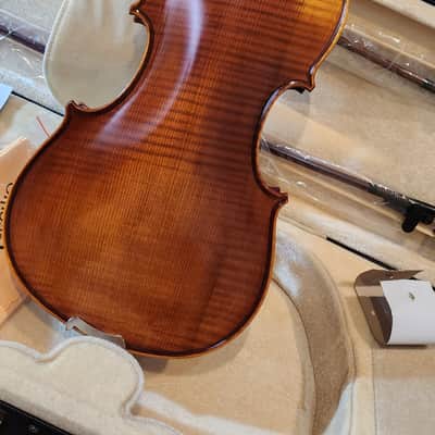 Cecilio 4/4 Advanced to Professional Level Violin Featuring Aged 7 Years+ Select Solid Spruce Top Highly Flamed One-Piece Maple Back and Sides, Real Ebony Components, Brazilwood Bows, Hand-Rubbed... image 11