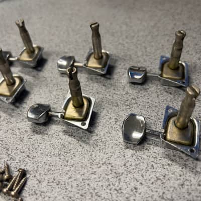 Left Hand Fender Stratocaster, Telecaster "F" Guitar Tuners, Late 1960's, Ferrules, Screws TYPE 1 Left image 4