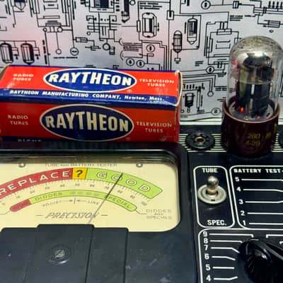 Raytheon 6SN7WGT Tube 1950s Brown Micanol Base Black Plates D-Getter Tested Strong image 3