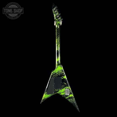 ESP USA V-II Alien Blood Splatter NTB Floyd Rose Black Hardware Fishman Fluence w/Case image 9