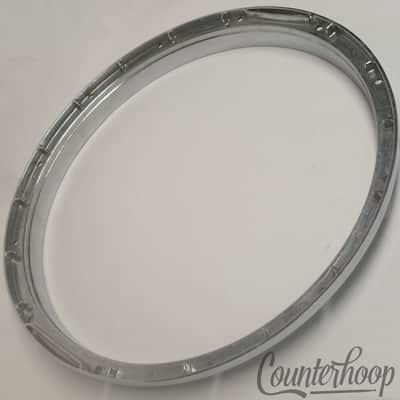 *Yamaha 14" Die-Cast 12-Lug Snare Drum Batter Rim/Hoop Japan Au-Chrome Marching* image 2