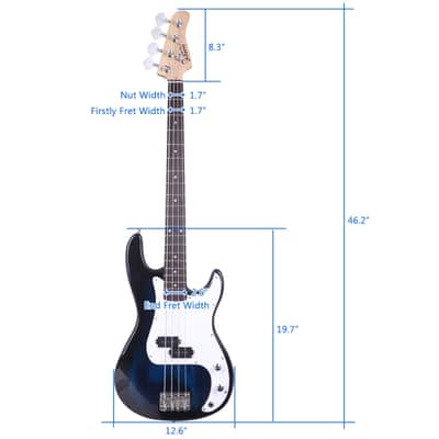Glarry GP Blue 4 String Electric Bass Guitar image 7