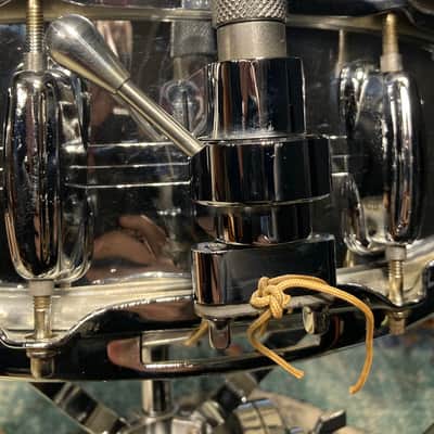 Slingerland -  5x14" Gene Krupa Sound King Snare Drum, 10 Lugs, Trick Strainer, 1970s Chrome over Brass image 9
