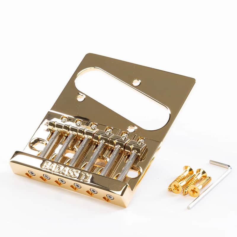 Leo Quan Badass T1 Telecaster Bridge – High-Mass Vintage-Style Upgrade for Increased Sustain – Model T1 - Gold image 1