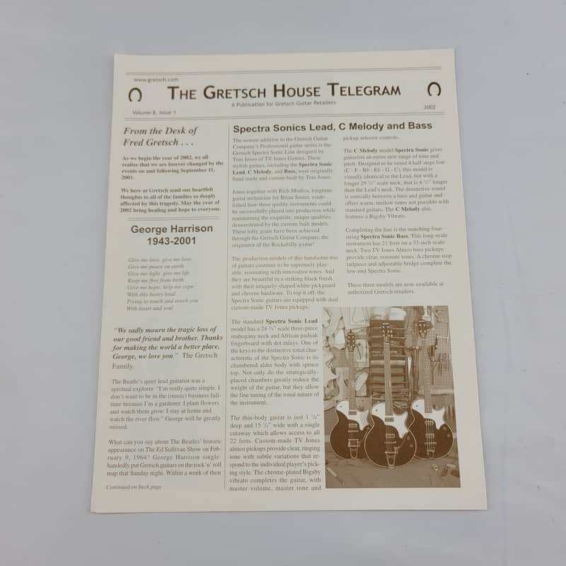 2002 Gretsch House Telegram - Volume 8, Issue 1 image 1