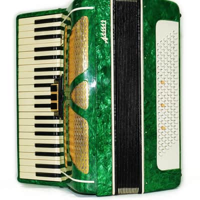 Russian Piano Accordion 120 Bass, Almaz Vintage Keyboard Accordian in Tune, New Straps, 2679 image 6