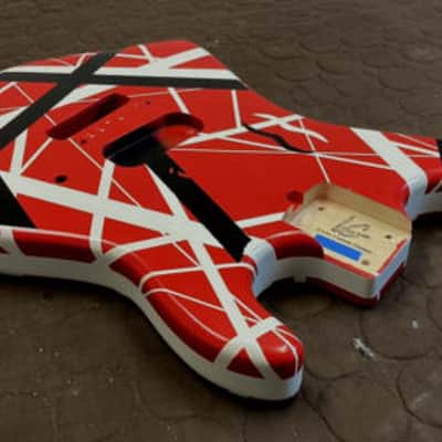 LOCKE CUSTOMS - KRAMER "ORLANDO HARD ROCK CAFE STRIPES"  FLOYD ROSE BODY FRANKENSTRAT EVH 5150 image 3