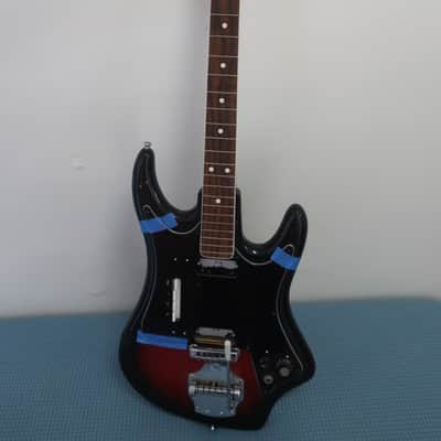 Vintage 1965 Eko Tonemaster Panaramic Crucianelli Triple Cutaway 1964-65 Guitar Redburst Made In Italy Vox Factory Missing Original Pick Ups EZ Project Immaculate Condition Rare Parts Bridge Van Ghent Tuners Misc Electronics. image 2
