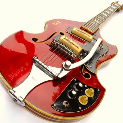 KENT  [Kawai/Teisco] 1967 Model 834  Violin-Shape HollowBody Cherry Red Stain - Original - Complete image 7