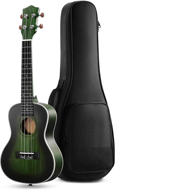 Concert Ukulele Professional 23 Inch Mahogany Ukelele for Adult Beginner Ukele Bundle with Gig Bag String Pick Tuner Strap Cloth  Green image 1