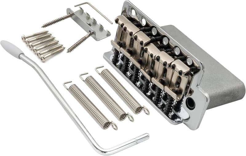 WOV01 52.5mm (2-1/16 inch) Vintage ST Guitar Tremolo Bridge 6-Screw Assembly with 36mm Block for Fender Squier/Mexico Strat Stratocaster Electric Guitar, Chrome image 1
