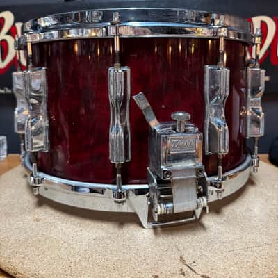 Tama AW458 Superstar Mastercraft Artwood Birch 8x14" Snare Drum with Roller-Action Strainer 1981 - 1986 - Cherry Wine image 4