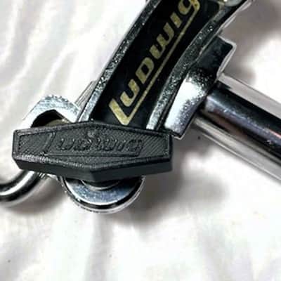 Ludwig 70s 781-2 19" Double Tom Holder w/3D Printed Reproduction #2847 Ludwig Logo Black T-Handles  - LDTH-106 image 5