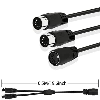 MIDI Splitter Y Adapter Cable 19.6 Inch Din 5 Pin Female to Dual Din 5 Pin Male MIDI Cable for MIDI Mixers,MIDI Keyboards,Music Mixers Electronic Pianos etc image 2