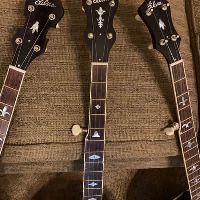 Gibson TB-1 5 string conversions 1926 diamond flange 2- 1928 hex flange - dark walnut brown finish with speed necks image 1