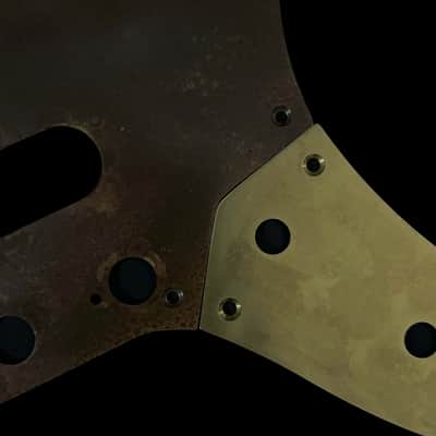 Made-to-Order - Statuary Bronze Brass & Aged Gold Brass - USA Jaguar AVRI 60s Pickguard Scratchplate Set for Fender - Hand-finished image 9