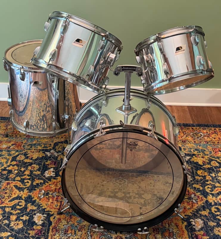 Ludwig S/L Series 4 Piece Shell Pack Vintage 80's Chrome Wrap image 1