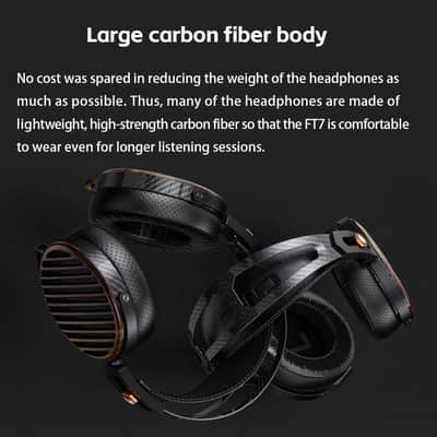 FiiO FT7 Headphones Open-Back Planar 106mm Planar Magnetic Monitor Earphone Gold Diaphragm Carbon Fiber Shell Detachable Cables (Black) image 8