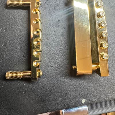 Carlino Rock Bottom Bridge /sustain block, tailpiece system 2025 - Real 14k Gold plating image 4