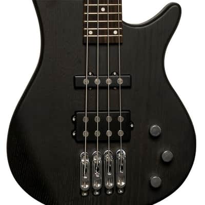 Stagg Fusion SBF-40 3/4 Size Solid Ash Body 4-String Electric Bass Black image 3