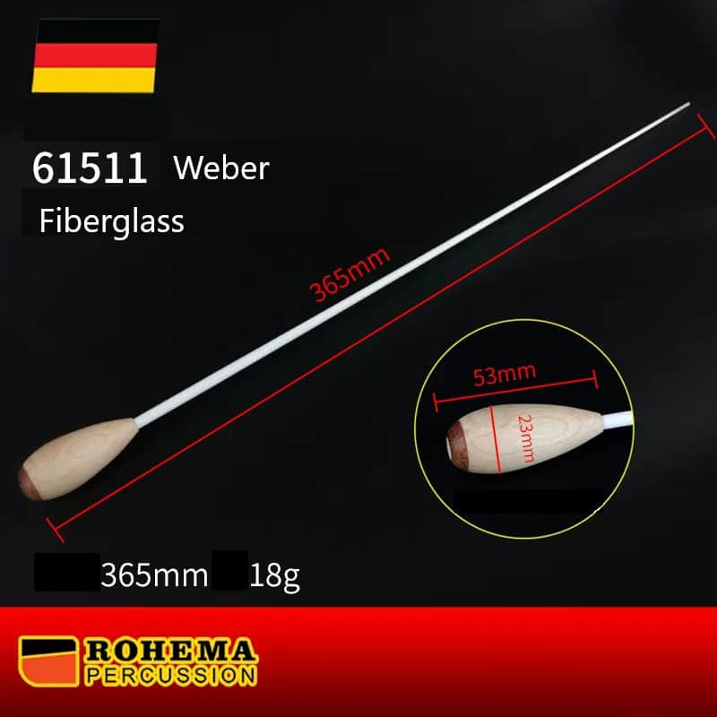 Rohema Weber Conductor Baton - Fiberglass, Maple/Bubinga Handle, 365mm image 1