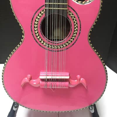 Paracho JUNIOR SIZE 10-String Bajo Quinto Acoustic Guitar PALO ESCRITO KIDS SIZE 2019 Pink image 6