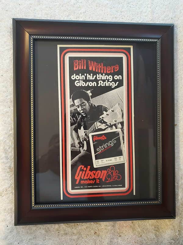 1974 Gibson Guitars Color Promotional Ad Framed Bill Withers Original image 1