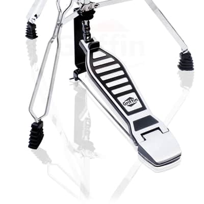 Hi-Hat Stand, Kick Drum Pedal & Straight Cymbal Stand Kit (3 Piece Set) by GRIFFIN | Deluxe Full-Size Percussion Chrome Hardware Set, Lightweight & Portable for Drummer Gigs image 2