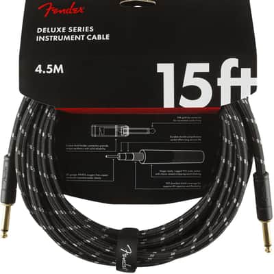 Fender Deluxe BLACK TWEED Electric Guitar/Instrument Cable, Straight Ends, 15'ft image 1